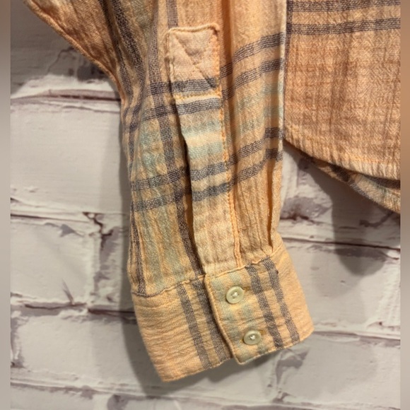 Free People Cropped Cutie Plaid Button Down Shirt Women’s Size Small - Picture 7 of 9